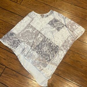 Chico's Cream and Brown Floral Tunic Top